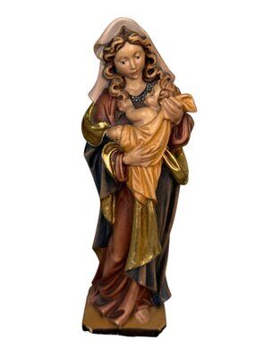 Vintage Woodcarving Holzschnitzerei S Runggaldier Madonna Figure Statue German